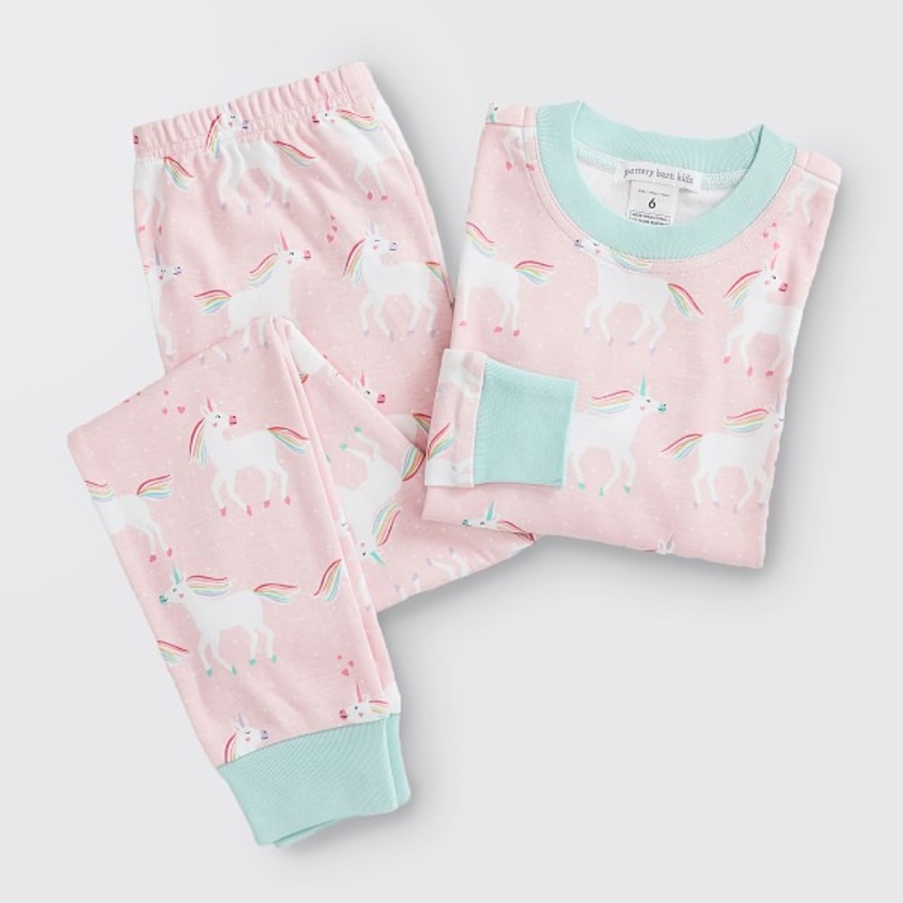 Pottery Barn Kids Pink Unicorn Pajama Set